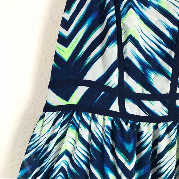 TORRID Maxi Dress Blue White Chevron Sheer Long - Picture 4 of 8